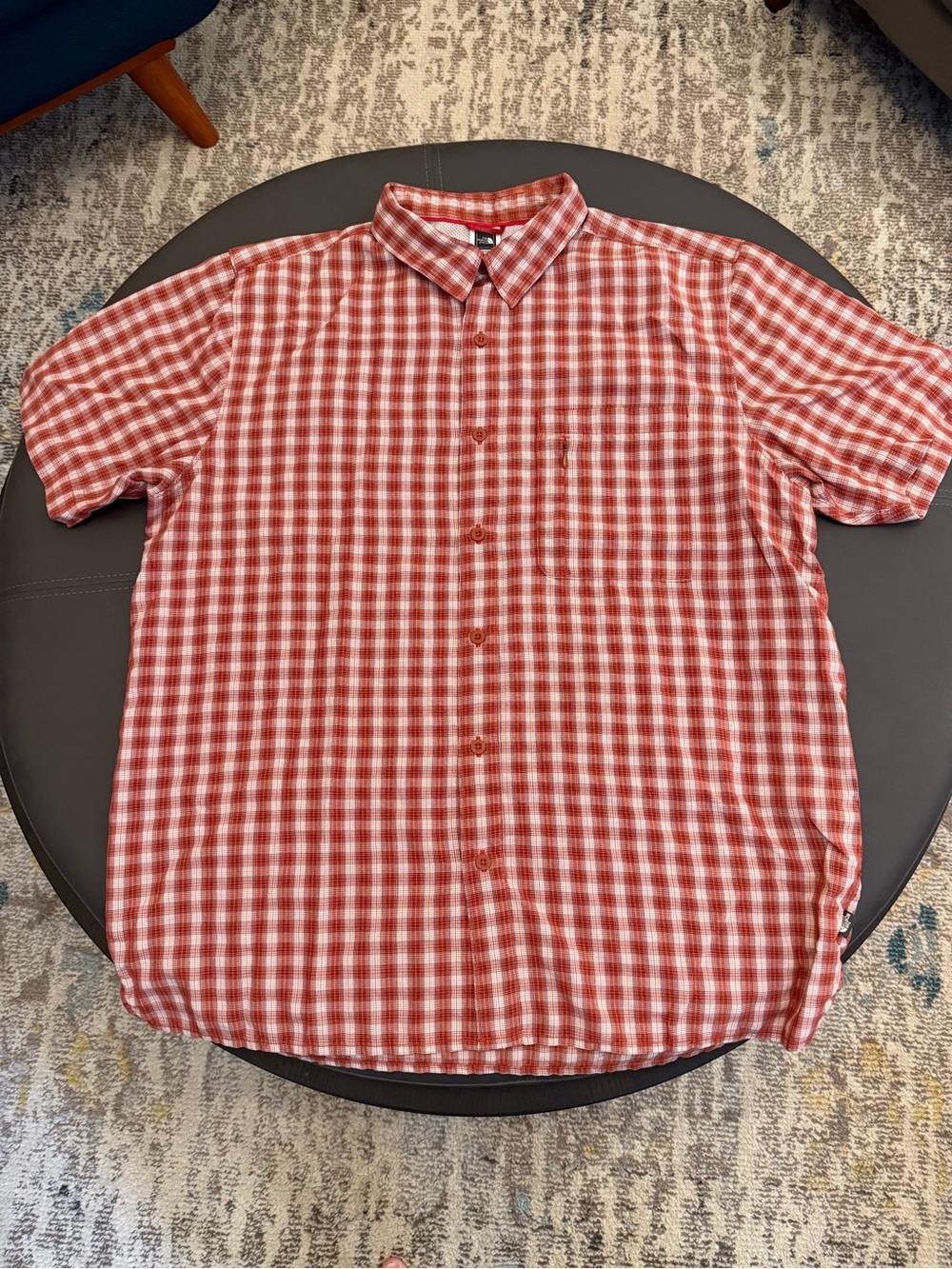 The North Face Hiking Button Down Mens XL Orange and Maroon Plaid